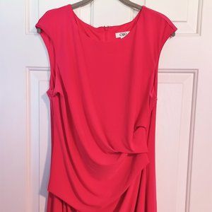 CATO Salmon/Pink Gathered & Tucked Sleeveless Back Zipped Dress / Size 16